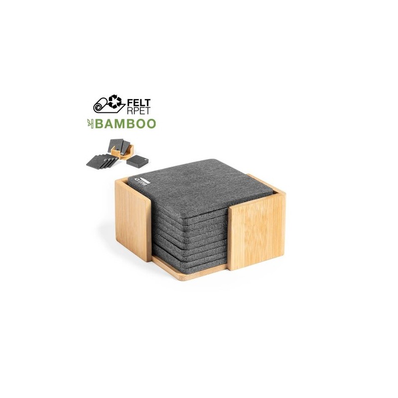 Set de Sous-Verres Personnalisés Éco-responsables et Pratiques Sanly Matières : bambou