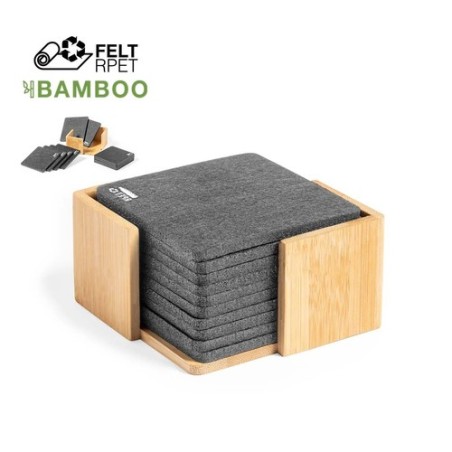 Set de Sous-Verres Personnalisés Éco-responsables et Pratiques Sanly Matières : bambou