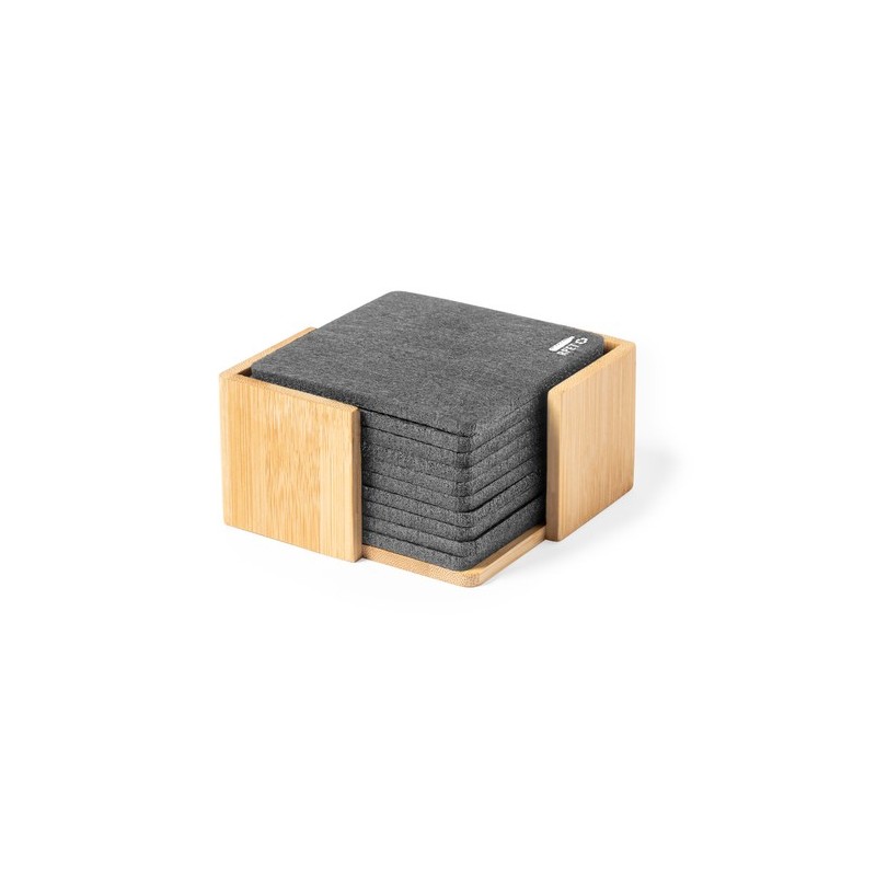 Set de Sous-Verres Personnalisés Éco-responsables et Pratiques Sanly Matières : bambou personnalisable avec votre logo