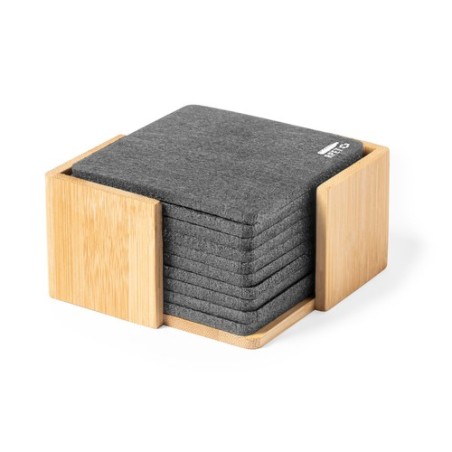 Set de Sous-Verres Personnalisés Éco-responsables et Pratiques Sanly Matières : bambou personnalisable avec votre logo
