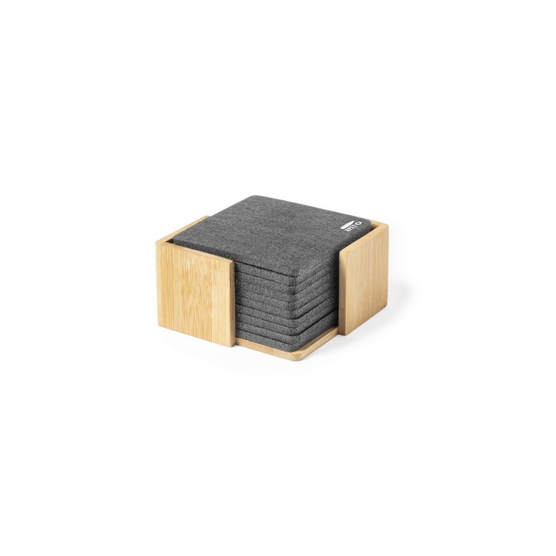 Set de Sous-Verres Personnalisés Éco-responsables et Pratiques Sanly Matières : bambou cadeau collaborateur premium