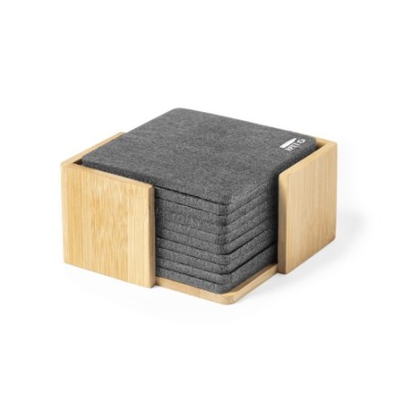Set de Sous-Verres Personnalisés Éco-responsables et Pratiques Sanly Matières : bambou cadeau collaborateur premium