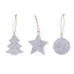 Set Ornement Noël Personnalisé Unique Chandun pas cher Matières : feutrine Couleurs : gris