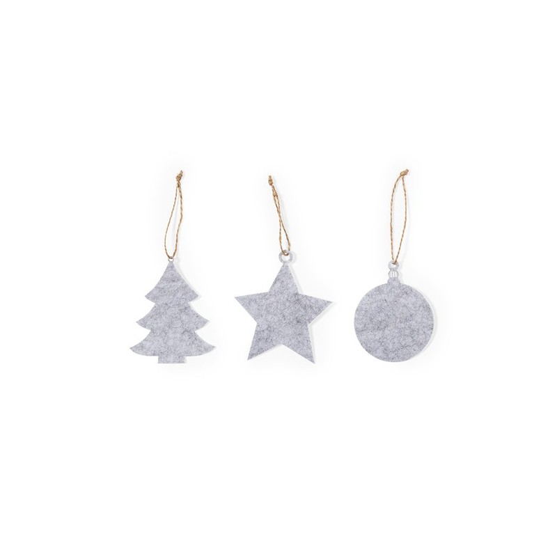 Set Ornement Noël Personnalisé Unique Chandun pas cher Matières : feutrine Couleurs : gris
