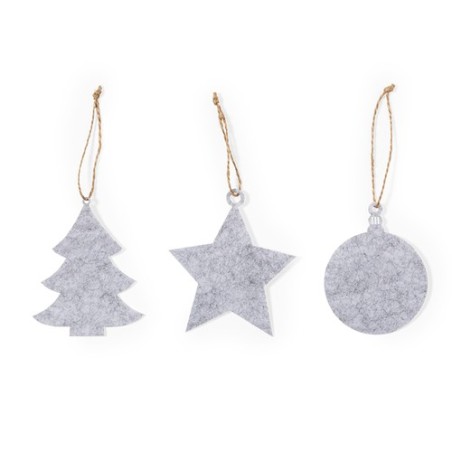 Set Ornement Noël Personnalisé Unique Chandun pas cher Matières : feutrine Couleurs : gris