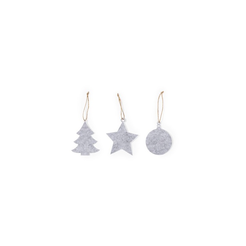 Set Ornement Noël Personnalisé Unique Chandun pas cher Matières : feutrine Couleurs : gris goodies entreprise design