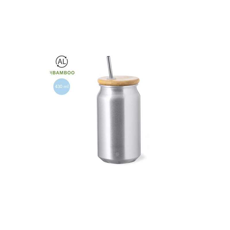 Verre Éco-responsable Élégant Personnalisé pas cher - Audrey Matières : bambou Couleurs : argenté personnalisable avec votre log