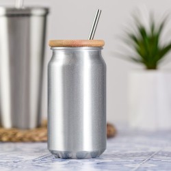 Verre Éco-responsable Élégant Personnalisé pas cher - Audrey Matières : bambou Couleurs : argenté marquage laser ultra précis