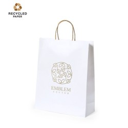 Sac Éco-responsable et Pratique de Shopping Personnalisé en Papier Recyclé Taurel Matières : papier recyclé Couleurs : blanc 2