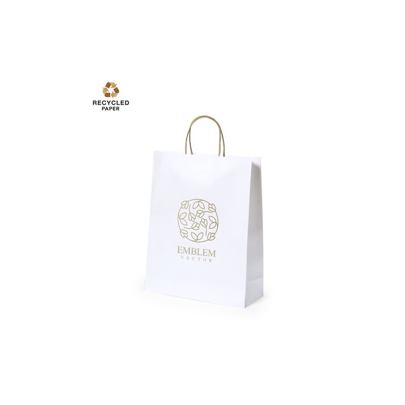 Sac Éco-responsable et Pratique de Shopping Personnalisé en Papier Recyclé Taurel Matières : papier recyclé Couleurs : blanc per