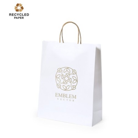 Sac Éco-responsable et Pratique de Shopping Personnalisé en Papier Recyclé Taurel Matières : papier recyclé Couleurs : blanc per