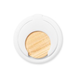 Support Téléphone Multifonction Personnalisé Pashel Matières : bambou Couleurs : blanc