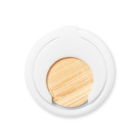 Support Téléphone Multifonction Personnalisé Pashel Matières : bambou Couleurs : blanc