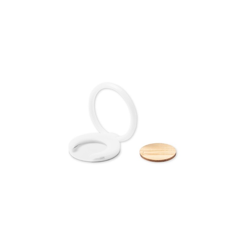 Support Téléphone Multifonction Personnalisé Pashel Matières : bambou Couleurs : blanc impression haute définition