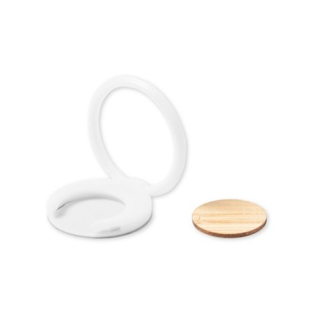 Support Téléphone Multifonction Personnalisé Pashel Matières : bambou Couleurs : blanc impression haute définition
