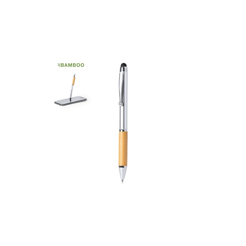 Stylo Éco-responsable Personnalisé Fonctionnel Bille Layrox Matières : bambou Couleurs : argenté personnalisable avec votre logo