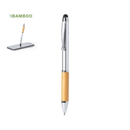 Stylo Éco-responsable Personnalisé Fonctionnel Bille Layrox Matières : bambou Couleurs : argenté personnalisable avec votre logo