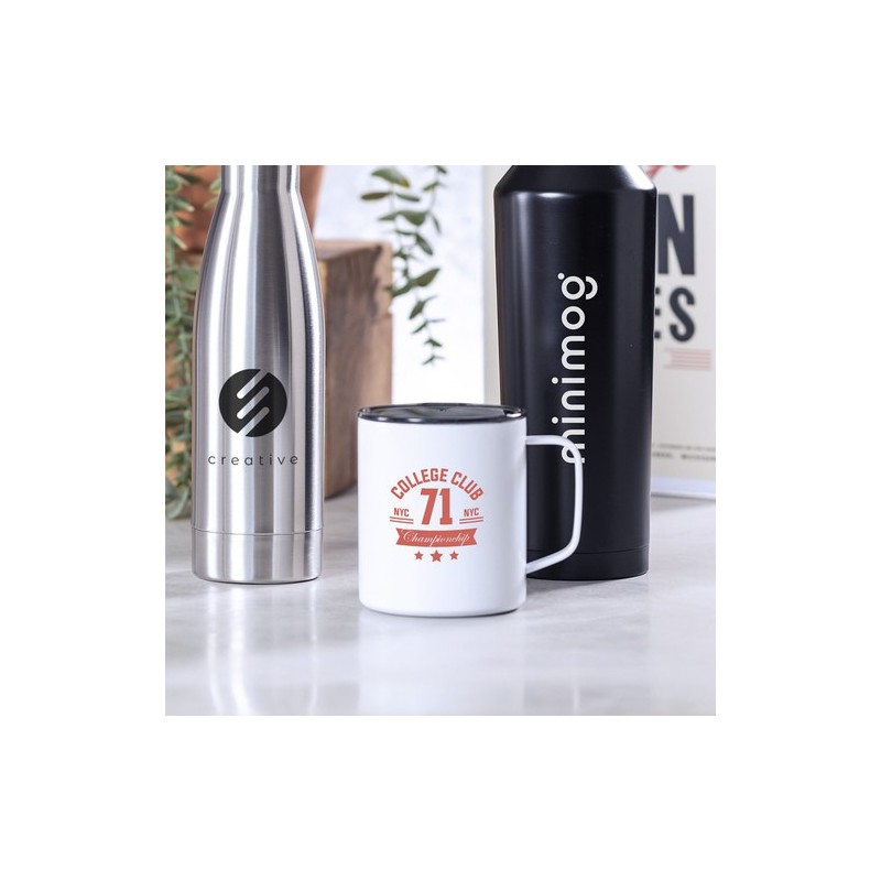 Mug isotherme personnalisé thermique Hanna Matières : acier inoxydable Couleurs : bleu marine cadeau client original