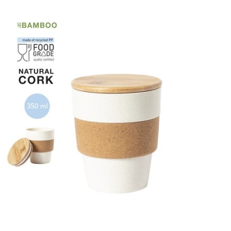Gobelet Éco-responsable Réutilisable Personnalisé Verre Fredy pas cher Matières : bambou Couleurs : naturel personnalisable avec