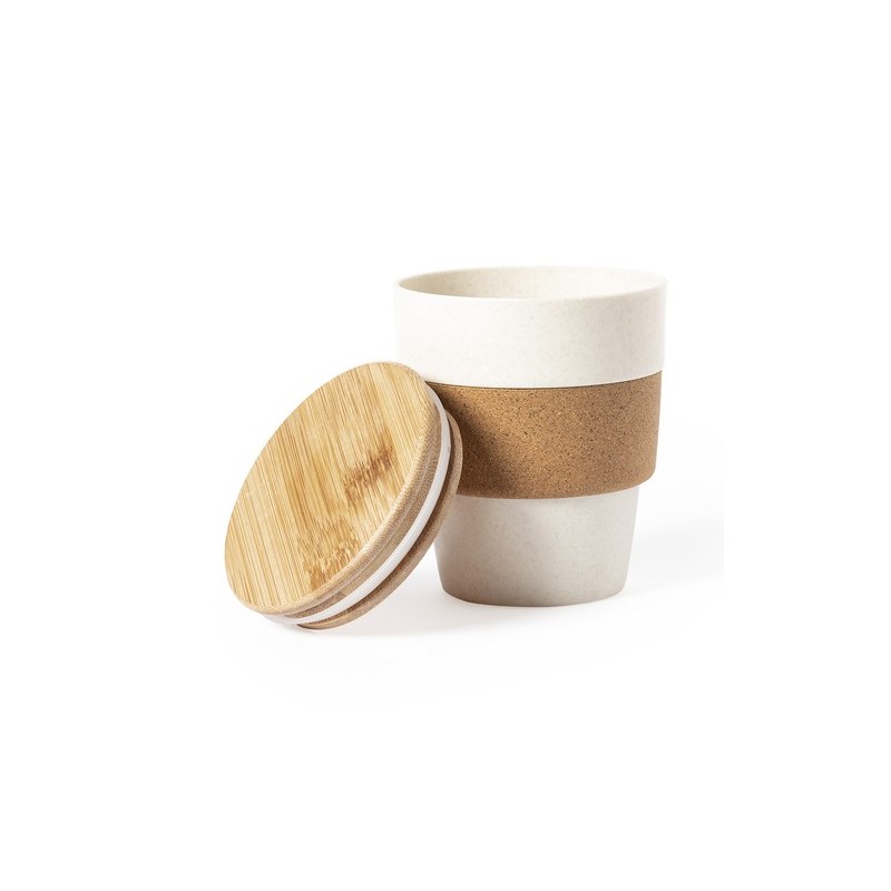 Gobelet Éco-responsable Réutilisable Personnalisé Verre Fredy pas cher Matières : bambou Couleurs : naturel cadeau entreprise pa