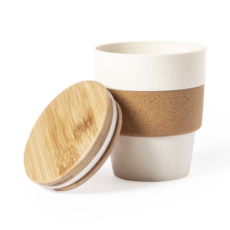 Gobelet Éco-responsable Réutilisable Personnalisé Verre Fredy pas cher Matières : bambou Couleurs : naturel cadeau entreprise pa