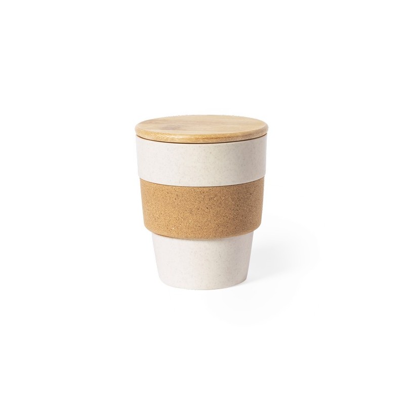 Gobelet Éco-responsable Réutilisable Personnalisé Verre Fredy pas cher Matières : bambou Couleurs : naturel marquage laser ultra