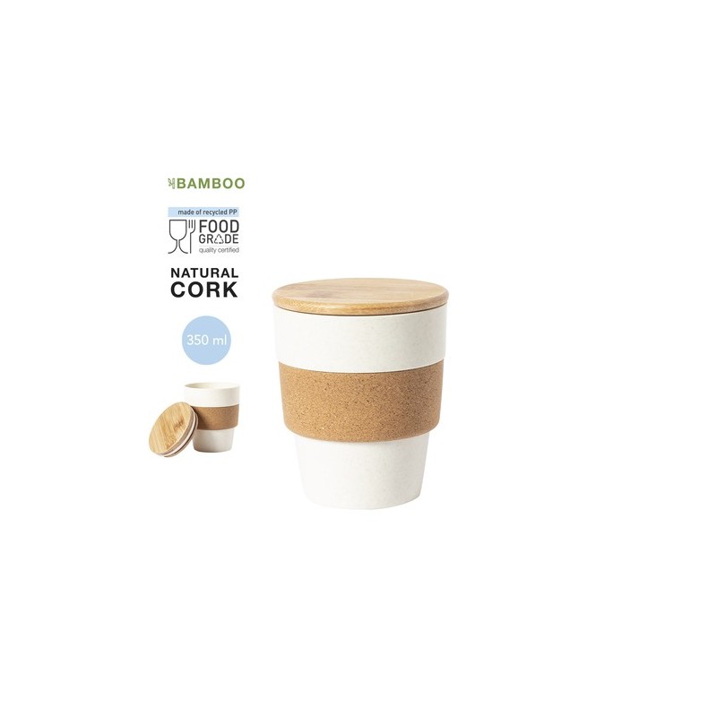 Gobelet Éco-responsable Réutilisable Personnalisé Verre Fredy pas cher Matières : bambou Couleurs : naturel livraison express 24