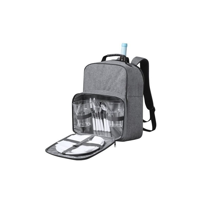 Sac à Dos Glacière Personnalisé Éco-responsable pour Pique-nique - Kazor Matières : PEVA Couleurs : gris impression haute défini