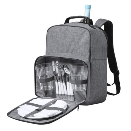 Sac à Dos Glacière Personnalisé Éco-responsable pour Pique-nique - Kazor Matières : PEVA Couleurs : gris impression haute défini
