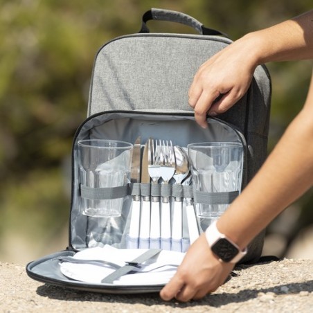 Sac à Dos Glacière Personnalisé Éco-responsable pour Pique-nique - Kazor Matières : PEVA Couleurs : gris objet promotionnel éco-