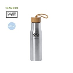 Gourde Éco-responsable et Personnalisable Dropun Matières : bambou Couleurs : argenté 2