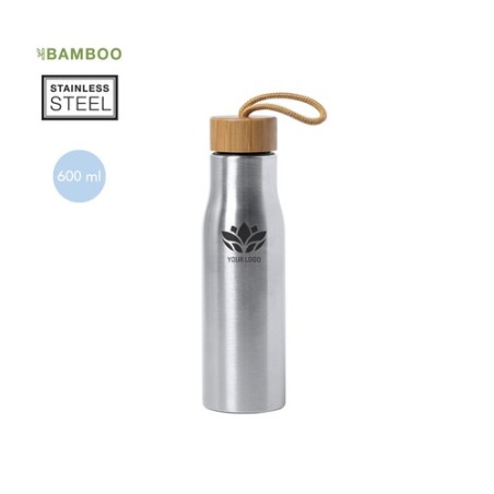 Gourde Éco-responsable et Personnalisable Dropun Matières : bambou Couleurs : argenté personnalisable avec votre logo