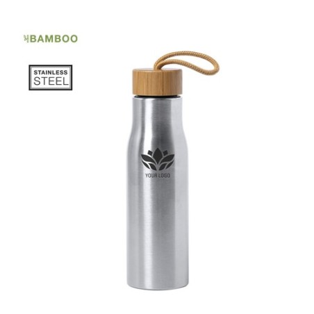 Gourde Éco-responsable et Personnalisable Dropun Matières : bambou Couleurs : argenté goodies publicitaire événementiel