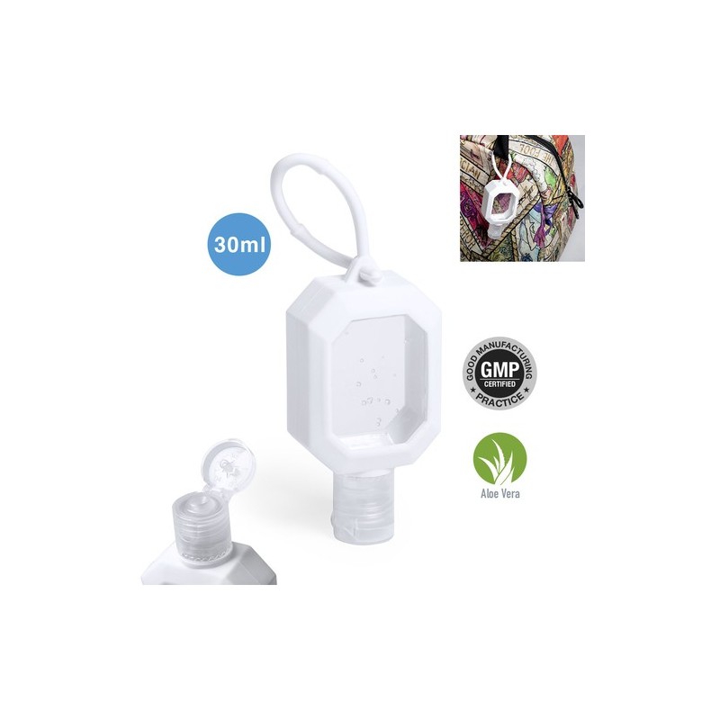 Gel Hydroalcoolique Personnalisé Sécurité Bien-Être Flaix Matières : silicone Couleurs : blanc personnalisable avec votre logo
