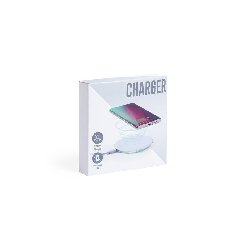 Chargeur Rapide Sans Fil Personnalisé 10W Pas Cher Lumbert Couleurs : blanc goodies publicitaire événementiel