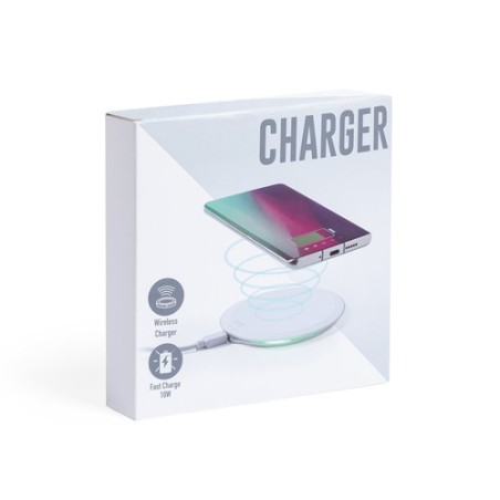 Chargeur Rapide Sans Fil Personnalisé 10W Pas Cher Lumbert Couleurs : blanc goodies publicitaire événementiel