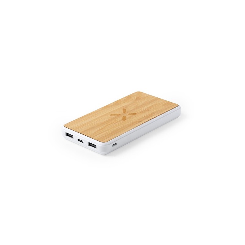 Chargeur Sans Fil Personnalisé Dickens Power Bank Matières : bambou personnalisable avec votre logo