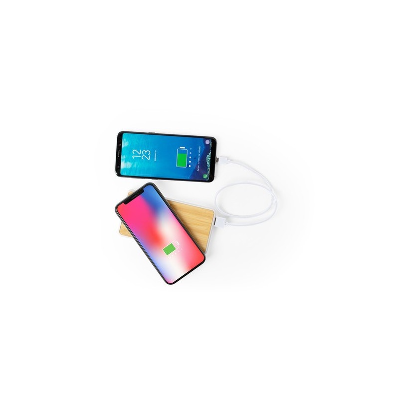 Chargeur Sans Fil Personnalisé Dickens Power Bank Matières : bambou cadeau entreprise pas cher