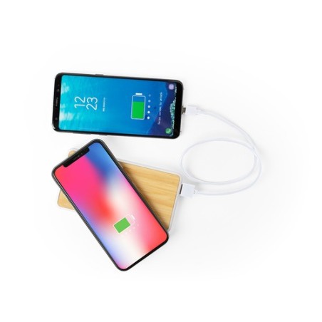 Chargeur Sans Fil Personnalisé Dickens Power Bank Matières : bambou cadeau entreprise pas cher