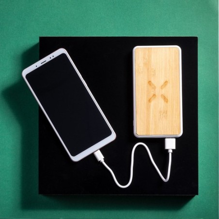 Chargeur Sans Fil Personnalisé Dickens Power Bank Matières : bambou goodies publicitaire événementiel