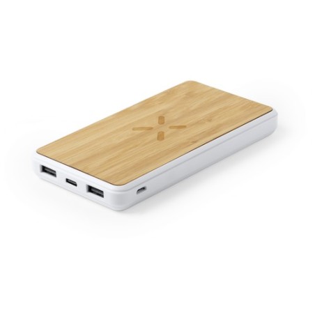 Chargeur Sans Fil Personnalisé Dickens Power Bank Matières : bambou objet promotionnel éco-responsable