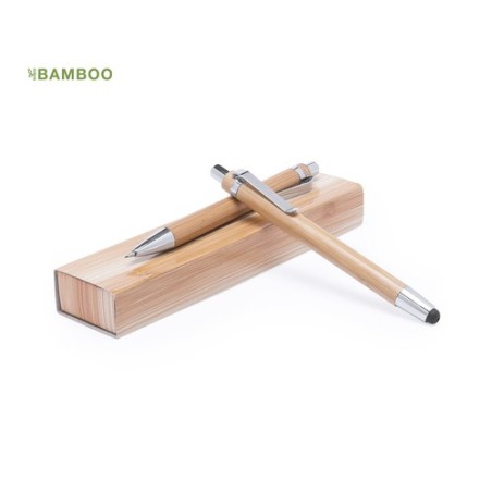 Set de Stylo Publicitaire Personnalisé - Stylo à Bille et Porte-Mines Heleon Matières : bambou personnalisable avec votre logo