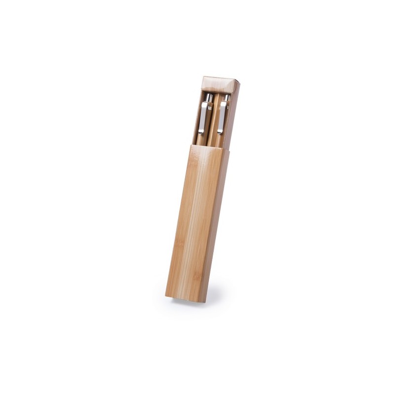 Set de Stylo Publicitaire Personnalisé - Stylo à Bille et Porte-Mines Heleon Matières : bambou goodies personnalisé en stock