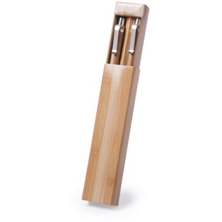Set de Stylo Publicitaire Personnalisé - Stylo à Bille et Porte-Mines Heleon Matières : bambou goodies personnalisé en stock