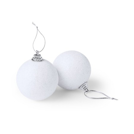 Set d'Ornements de Noël Publicitaires Éco-responsables Boules de Noël Yenkit Couleurs : blanc