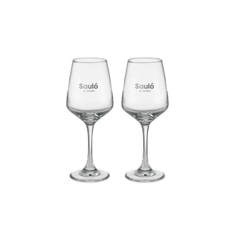 Ensemble de 2 verres à vin personnalisés CHEERS Matières : verre Couleurs : transparent goodies publicitaire événementiel
