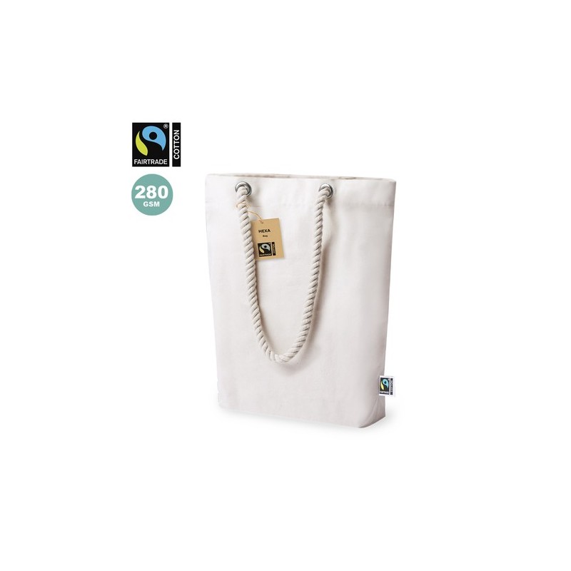 Sac Éthique Personnalisé de Shopping Hexa Fairtrade pas cher Matières : coton Couleurs : naturel personnalisable avec votre logo