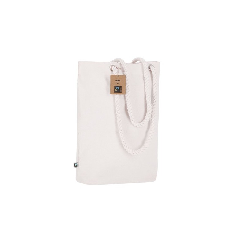 Sac Éthique Personnalisé de Shopping Hexa Fairtrade pas cher Matières : coton Couleurs : naturel objet promotionnel éco-responsa