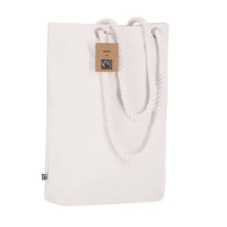 Sac Éthique Personnalisé de Shopping Hexa Fairtrade pas cher Matières : coton Couleurs : naturel objet promotionnel éco-responsa
