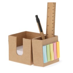 Porte-Crayons Éco-responsable et Porte-Notes Arolax Matières : carton recyclé Couleurs : naturel cadeau entreprise pas cher